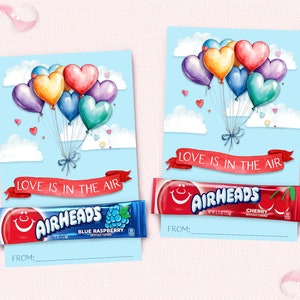El amor está en la etiqueta Air Valentines - Airhead Valentine Gift Tag - Balloon Valentine - Non Candy Valentine - Classroom Valentine - IMPRIMIBLE