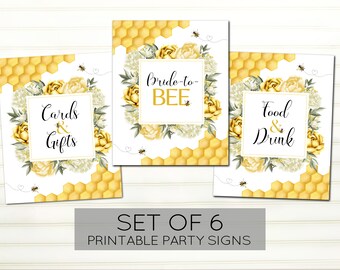 Bride to Bee Bridal Shower Signs - Printable Party Decor (PDF)