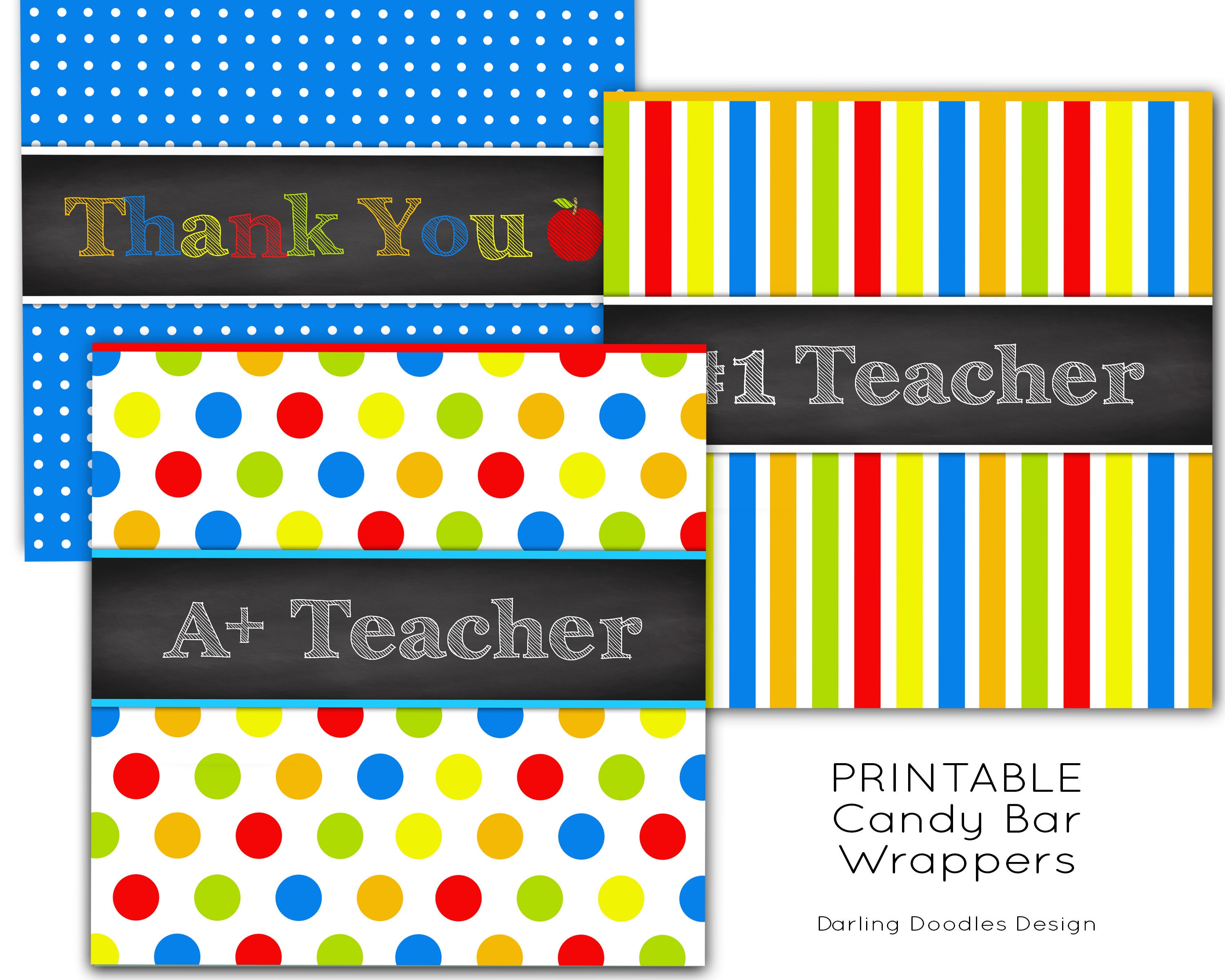 Teacher Gift Tags Teacher Candy Bar Wrappers End of School | Etsy