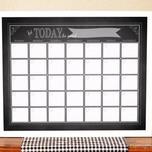 Chalkboard Calendar - Dry Erase Calendar Insert - Monthly Calendar - Printable Calendar - Blank Monthly Calendar - Chalkboard Printable