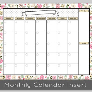 Watercolor Flower Calendar - Floral Monthly Calendar - Cute Calendar ...