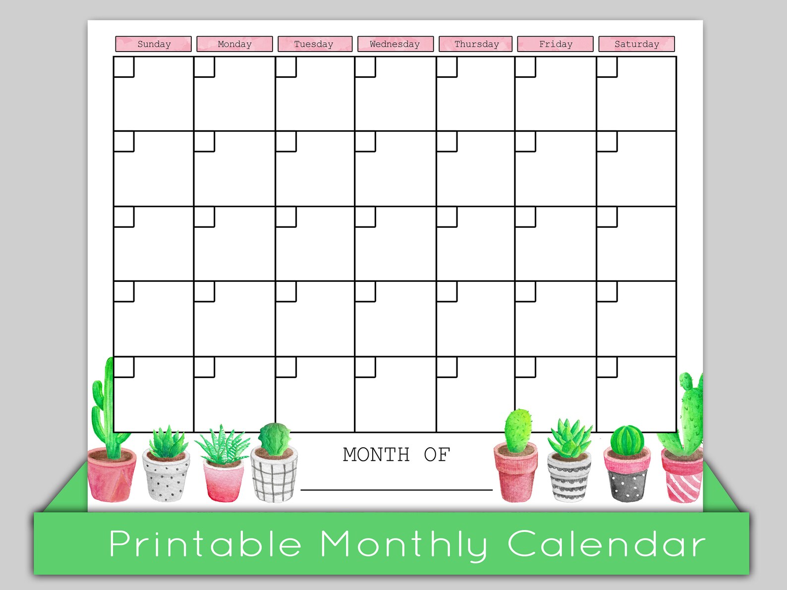 Printable Succulent Cactus Calendar Printable Succulent - Etsy