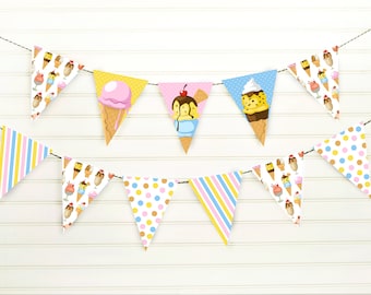 Ice Cream Banner - Ice Cream Pennant Banner - Ice Cream Party - Ice Cream Decoration - Ice Cream Garland - Party Banner - Printable Banner