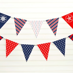 Nautical Pennant Banner - Nautical Garland - Nautical Bunting - 4th of July Banner - 4th of July Garland - America Pennant Banner -