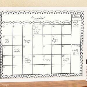 Printable Monthly Calendar - Dry Erase Calendar - DIY Calendar - Family ...