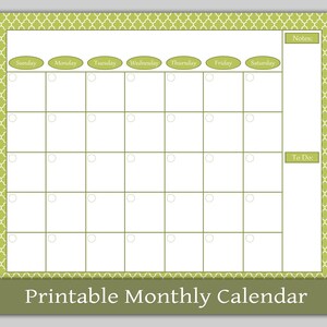 Family Calendar - Monthly Calendar - Printable Wall Calendar - Sage ...
