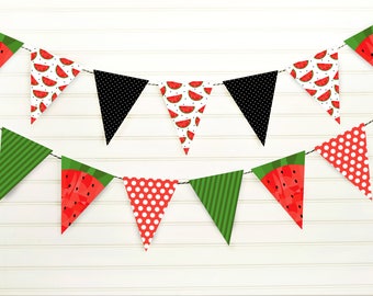Watermelon Banner - Watermelon Pennant - Watermelon Party - Summer Watermelon Decor - Summer Mantel Decor - Watermelon Bunting - Printable