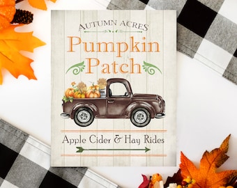 Pumpkin Patch Sign - Farmhouse Pumpkin Print - Buffalo Check Autumn Decor - Rustic Fall Sign - Vintage Fall Decoration - Printable