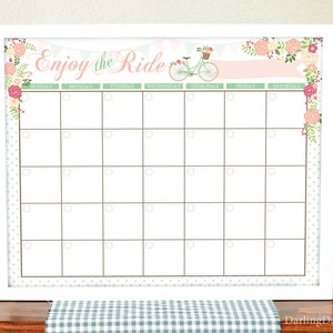 Pretty Monthly Calendar - Floral Calendar - Printable Monthly Calendar ...