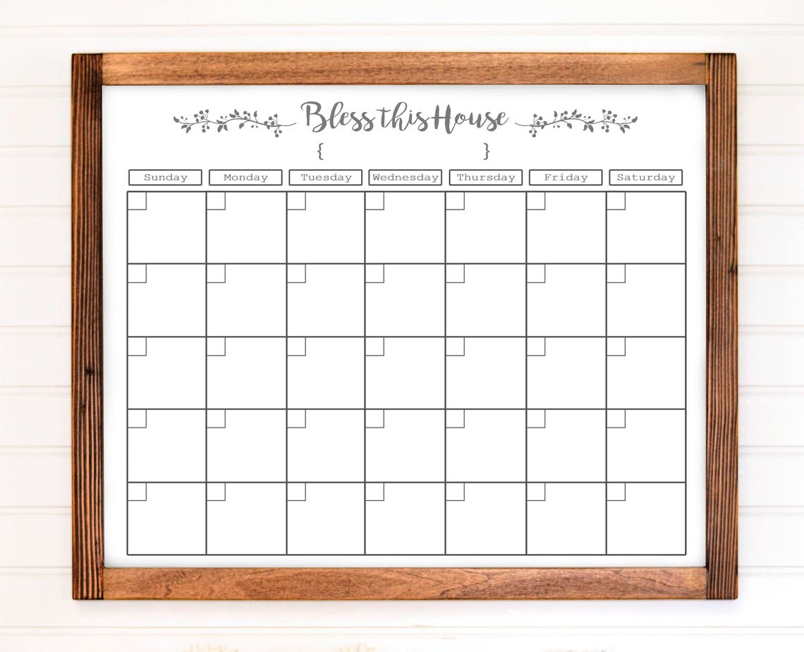 Farmhouse Calendar Insert White Gray Calendar Modern Etsy