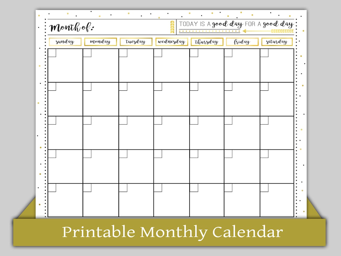 Printable Monthly Calendar Printable Weekly Menu Dry Erase | Etsy