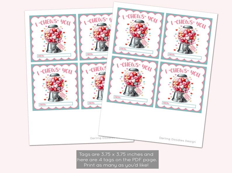 Printable Valentines Gift Tag - Classroom Valentines - Non Candy ...