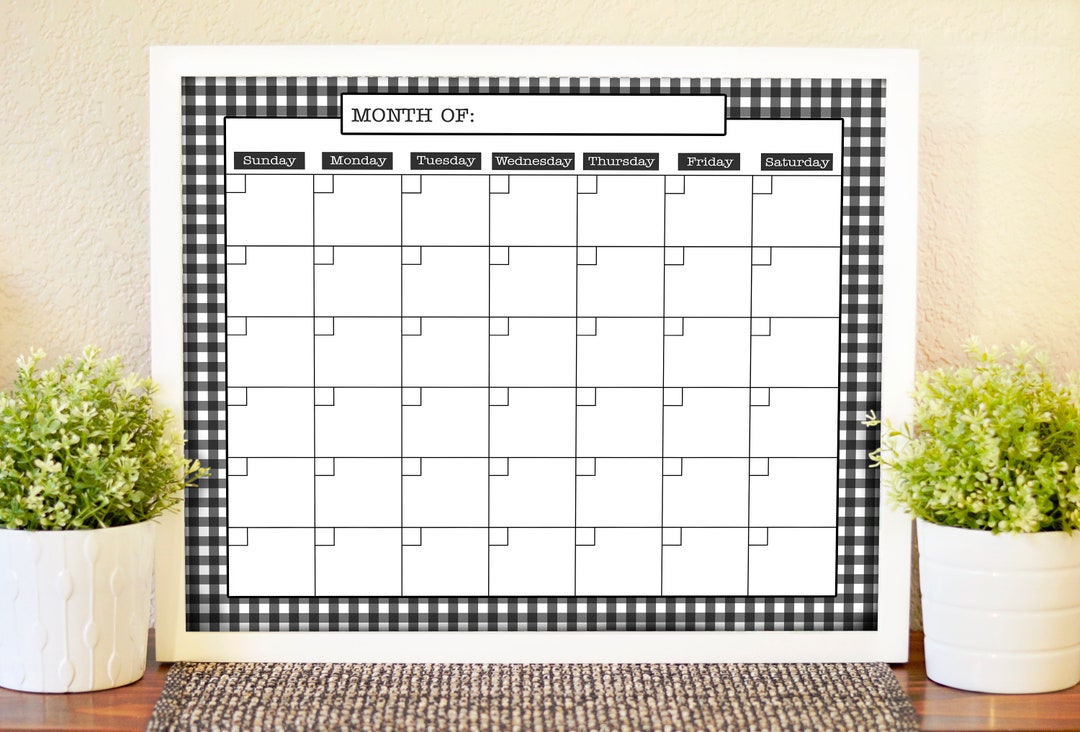 Printable Farmhouse Calendar Buffalo Check Calendar Etsy