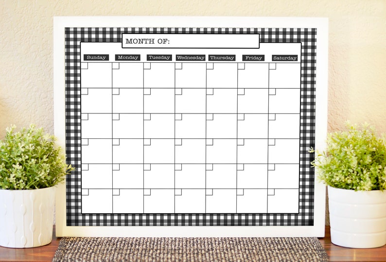 Printable Farmhouse Calendar Buffalo Check Calendar Etsy
