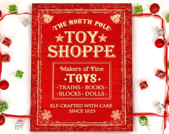 North Pole Toy Shop Printable – Vintage Christmas Sign (Digital Download)