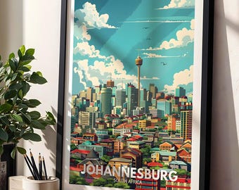 Johannesburg print, Johannesburg poster, South Africa wall art print, Johannesburg lover gift