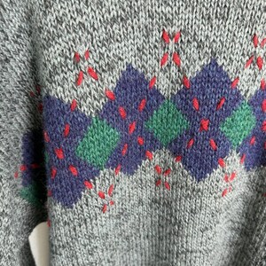Pull en tricot gris vintage Brian MacNeil, motif à losanges des années 80 Grand-père Core Large image 3