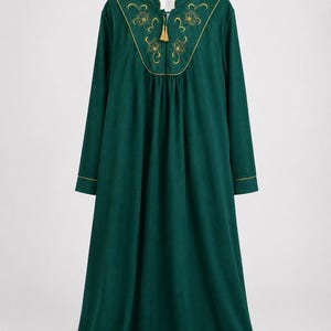 Embroidered Fleece Lounger House Dress Caftan Zip Front Tassel 22W 24W NWT