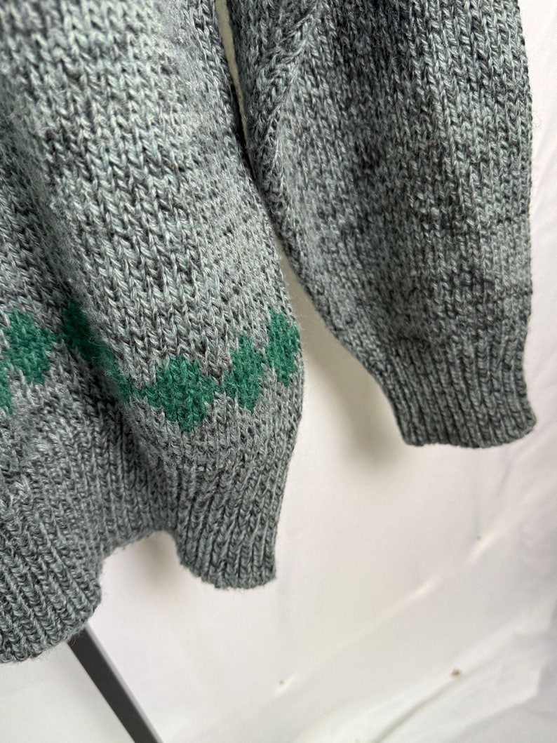 Pull en tricot gris vintage Brian MacNeil, motif à losanges des années 80 Grand-père Core Large image 4