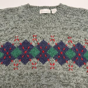 Pull en tricot gris vintage Brian MacNeil, motif à losanges des années 80 Grand-père Core Large image 6