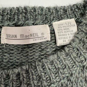 Pull en tricot gris vintage Brian MacNeil, motif à losanges des années 80 Grand-père Core Large image 7