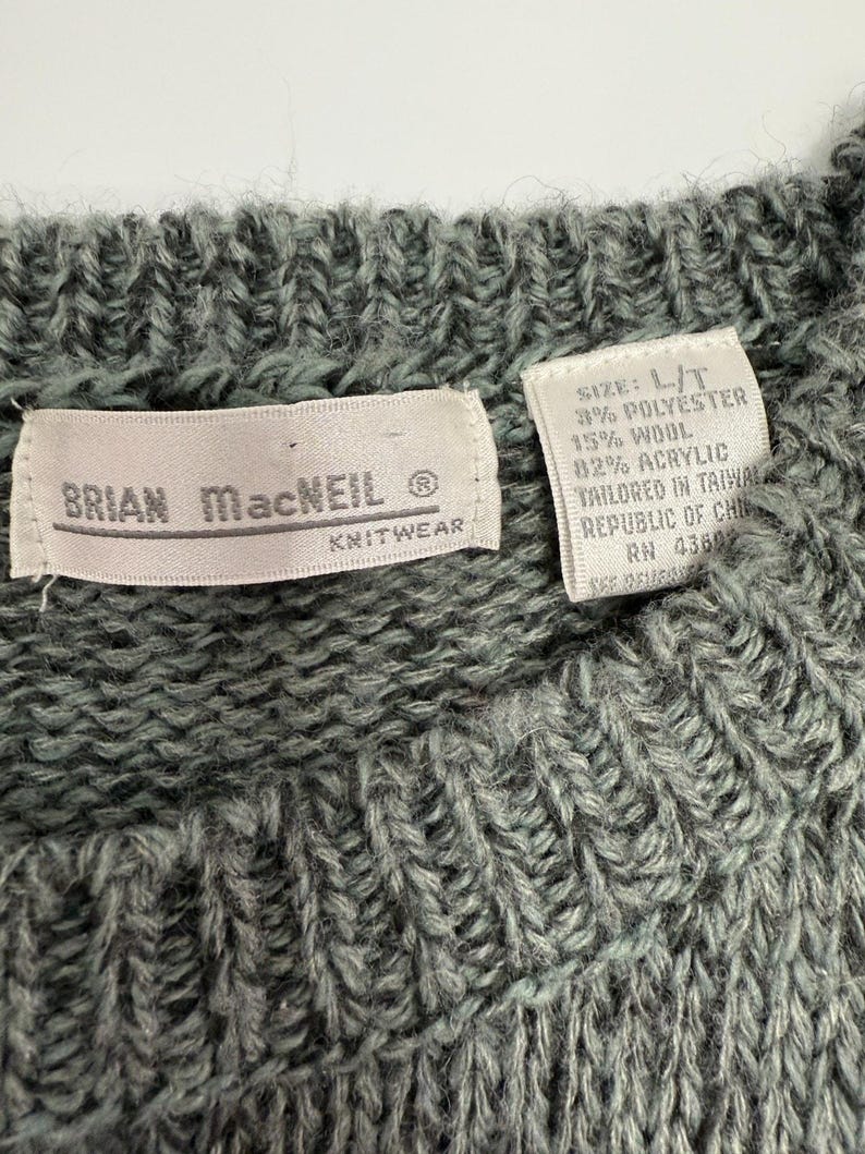 Pull en tricot gris vintage Brian MacNeil, motif à losanges des années 80 Grand-père Core Large image 7