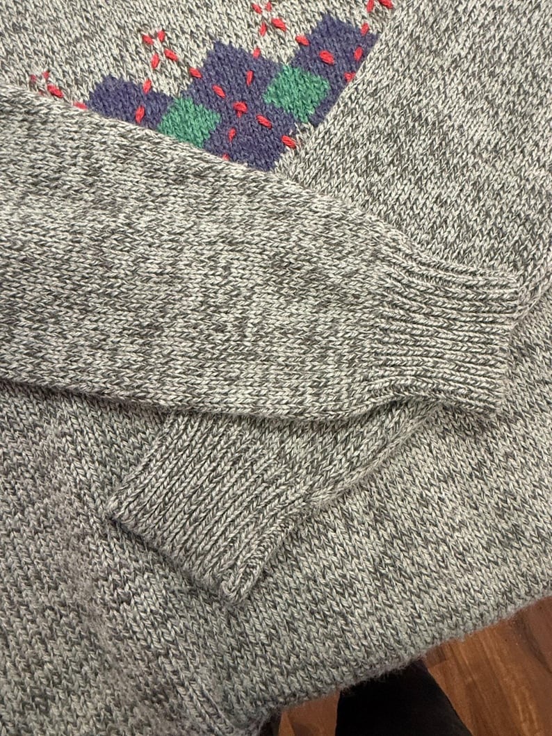 Pull en tricot gris vintage Brian MacNeil, motif à losanges des années 80 Grand-père Core Large image 10
