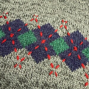 Pull en tricot gris vintage Brian MacNeil, motif à losanges des années 80 Grand-père Core Large image 12