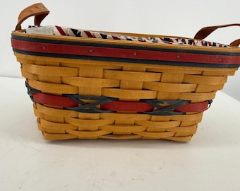 Longaberger Century Celebration Basket Patriotic Liner Organizer 2000 16x9 VTG