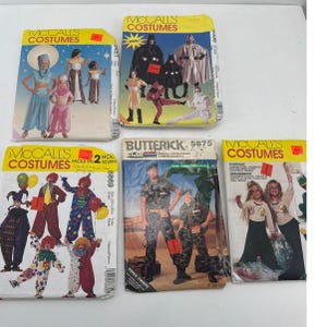 Halloween Costume Sewing Patterns McCalls Butterick Clown Ninja Military Lot 5