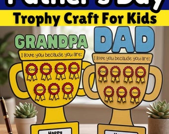 Vatertagstrophäe Handwerksgeschenk druckbare Aktivität für Kinder, alles über Papa-Karte Opa-Andenken Vorschule, der beste Papa Digitaler Download PDF