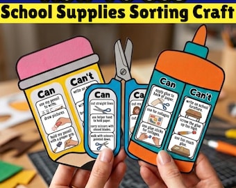 How To Use School Supplies Rules Sorting Craft Activities For Back To School Classroom ,Homeschool, Preschool | Coloring Pages Digital PDF