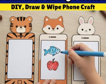 DIY Rysunek Telefonu z Papieru dla Dzieci, Przedszkolaków, Maluchów, Zabawka do Druku, Torba na Zajęcie, Cichy Czas, Szablony do Kolorowania, Ćwiczenia Motoryki Drobnej