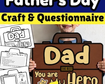 Father's Day Printable Flip Book for Kids, All About Dad Memory Book, Best Dad Hero Fill In Gift, Coloring Activity Craft From Son Daughter