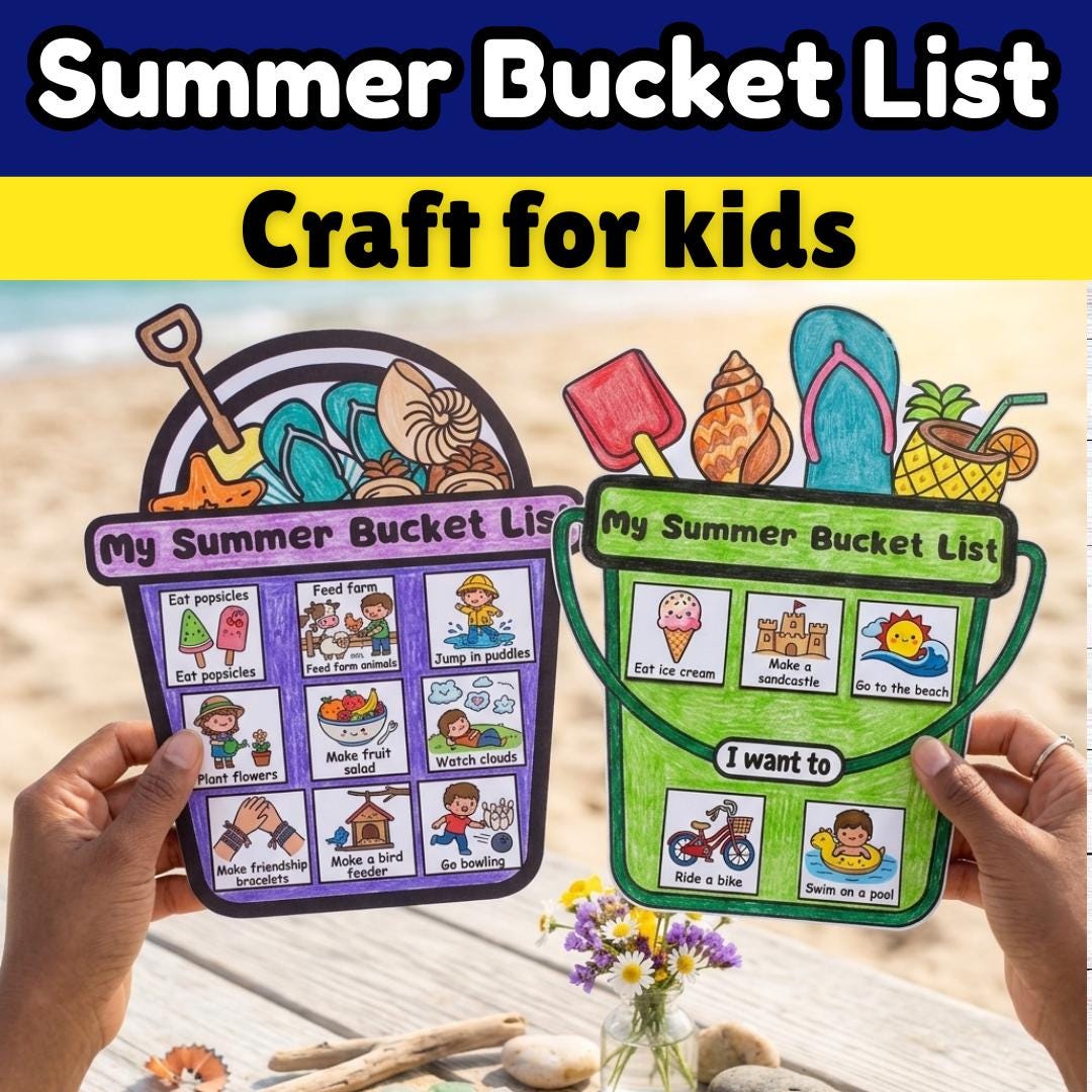 30 DIY Beach Crafts For Kids Perfect On Sunny Days 21 Summer Bucket List Craft For Kids, SPED Autism Summer Visual…