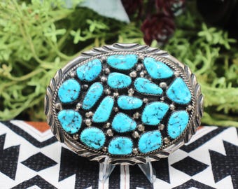 Handgemachte Native American Navajo signiert Archie Martinez Sterling Silber Gürtelschnalle