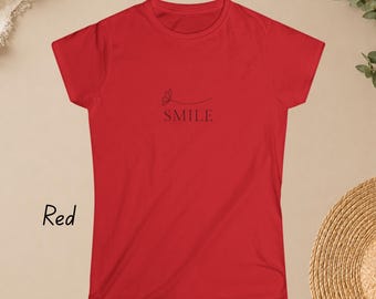 Small Smile tee | Minimalist typography, delicate line art | Women's tee