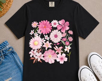 Comfort Colors Wildflower Bouquet T-Shirt | Floral Garden Flowers Tee