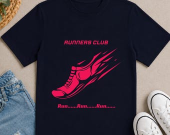 Runners Club flaming sneaker T-shirt | Run graphic tee, athletic workout top