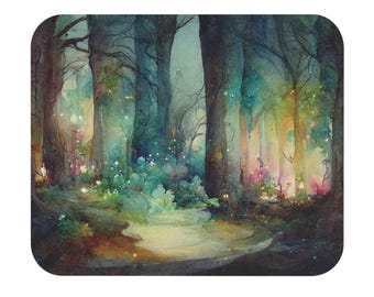 Verzauberte Wald Illustration Maus Pad | Fantasie Wald Schreibtischunterlage