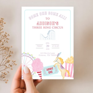 Circus Birthday Invitation • Three Ring Carnival Party Invite (Digital Download)