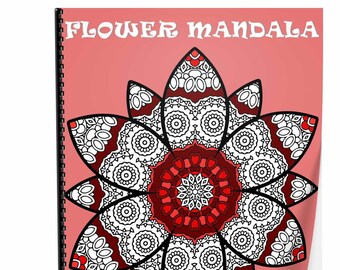 Printable Flower Mandala Book of 12 coloring pages - Adult Coloring Book digital DIY flowers colouring mandala scrapbooking wall art