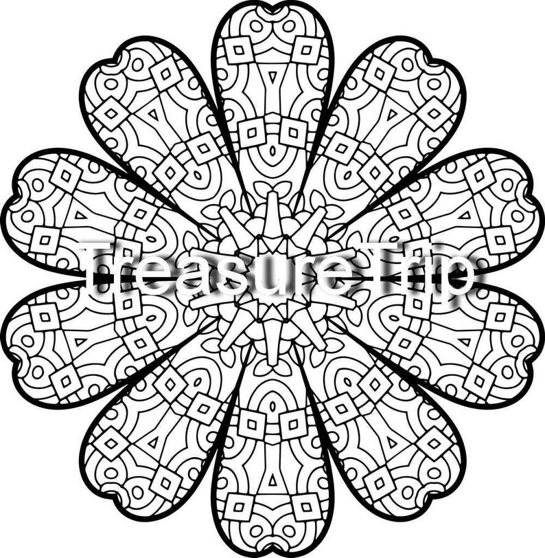 Download Printable Flower Mandala Adult Coloring Page Instant Download | Etsy
