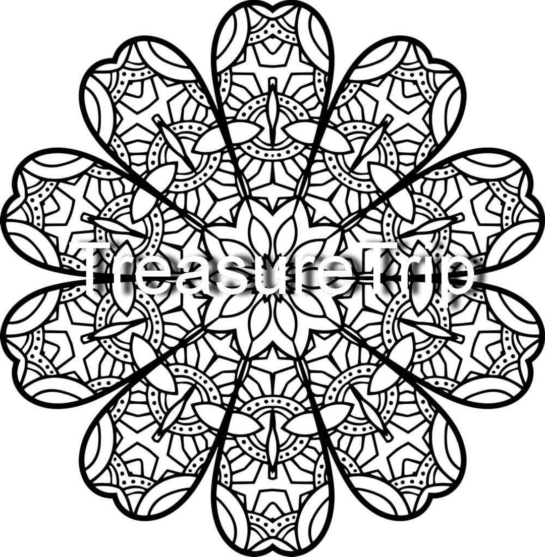 Printable Mandala Adult Coloring Page Instant Download PDF File DIY ...
