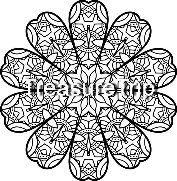 Printable Mandala Adult Coloring Page Instant Download PDF - Etsy