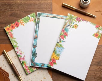 Illustrated Guadeloupe Notepad | Tropical and Floral Stationery with Hummingbird | Exotic Travel Writing Pad, Original Gift Idea
