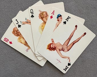 Vintage Vargas playing cards - straight set of 5. Ready-Slip. Remembrance pinup girl cards. Excellent condition. Brown and Bigelow. St. Paul