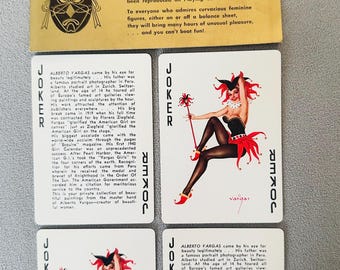 Vintage Vargas playing cards - 4 Jokers + 1 more. Ready-Slip. Remembrance pinup girl cards. Excellent condition. Brown and Bigelow. St. Paul