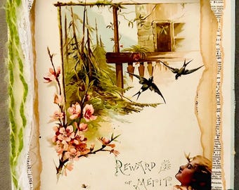 Mixed Media Artwork – Vintage Dictionary Pages, Altered Art Collage 8”x10”
