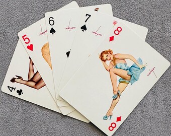 Vintage Vargas playing cards -  set of 5. Ready-Slip. Remembrance pinup girl cards. Excellent condition. Brown and Bigelow. St. Paul